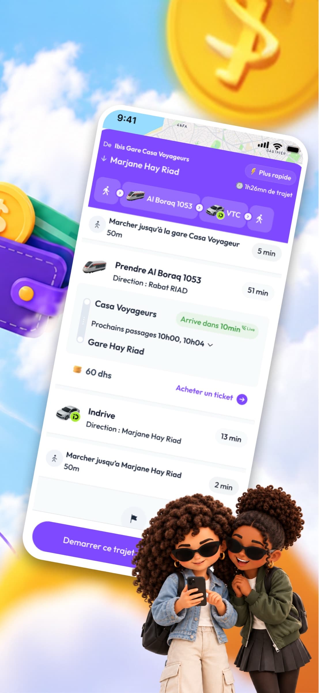 Détail d'un trajet dans l'application Weego